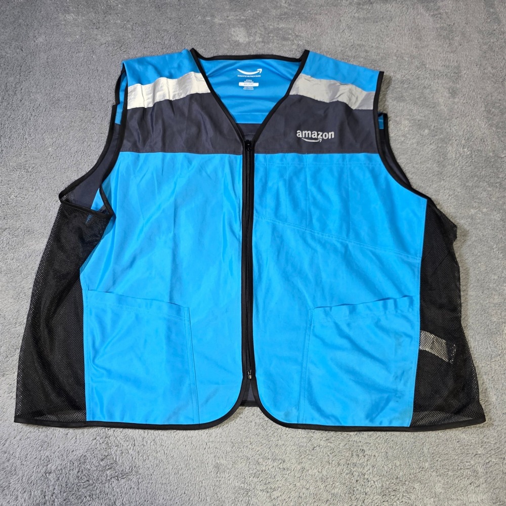 Amazon Unisex 4XL/5XL Delivery Vest Blue Reflective Mesh Safety Workwear